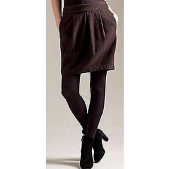 🛑 {SOLD} Eileen Fisher Wool Herringbone Tweed Pleated Mini Skirt - Picture 2 of 6